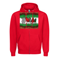 Red Peace Love Christmas Trees Zipper Hoodie - Jasminsmagicworld