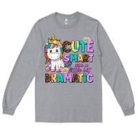 Heather Grey cute smart and a little bit dramatic unicorn Long Sleeve Tee - AdoDesignShop