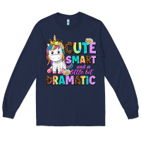 Navy cute smart and a little bit dramatic unicorn Long Sleeve Tee - AdoDesignShop