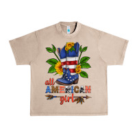 French Oak all american girl cowboy boot with sunflower Urban Heavy Tee - HRA Design Shop