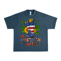 Midnight Navy all american girl cowboy boot with sunflower Urban Heavy Tee - HRA Design Shop