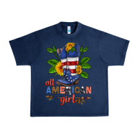 Navy all american girl cowboy boot with sunflower Urban Heavy Tee - HRA Design Shop