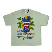 Oil Green all american girl cowboy boot with sunflower Urban Heavy Tee - HRA Design Shop