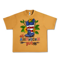 Peanut Butter all american girl cowboy boot with sunflower Urban Heavy Tee - HRA Design Shop