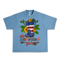 Pebble Blue all american girl cowboy boot with sunflower Urban Heavy Tee - HRA Design Shop