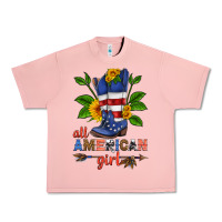 Salmon all american girl cowboy boot with sunflower Urban Heavy Tee - HRA Design Shop