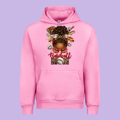 Baseball Mom Afro Messy Bun Urban Hoodie Designed By Texasbilliewilder