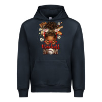 Navy Baseball Mom Afro Messy Bun Urban Hoodie - texasbilliewilder