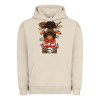 Pigment French Oak Baseball Mom Afro Messy Bun Urban Hoodie - texasbilliewilder