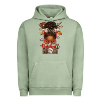 Pigment Oil Green Baseball Mom Afro Messy Bun Urban Hoodie - texasbilliewilder