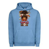 Pigment Pebble Blue Baseball Mom Afro Messy Bun Urban Hoodie - texasbilliewilder