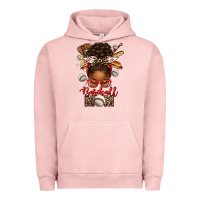 Pigment Salmon Baseball Mom Afro Messy Bun Urban Hoodie - texasbilliewilder