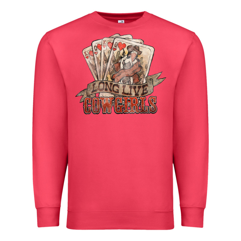 Long Live Cowgirls Cards Premium Sweatshirt by NancyCooperArtShop | Teevron