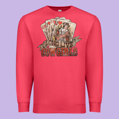 Long Live Cowgirls Cards Premium Sweatshirt Designed By Nancycooperartshop