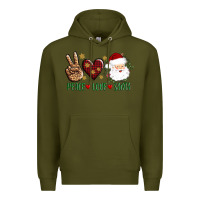 Army Green peace love Santa Premium Hoodie - AdoDesignShop