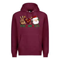 Burgundy peace love Santa Premium Hoodie - AdoDesignShop