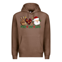 Chestnut peace love Santa Premium Hoodie - AdoDesignShop