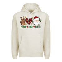 Oatmeal Heather peace love Santa Premium Hoodie - AdoDesignShop