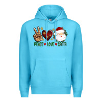 Ocean Blue peace love Santa Premium Hoodie - AdoDesignShop