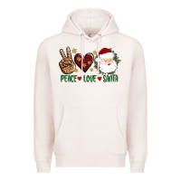 Pale Pink peace love Santa Premium Hoodie - AdoDesignShop