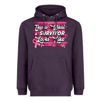 Plum This is what a survivor looks like Breast Cancer Heavyweight Hoodie - NancyCooperArtShop