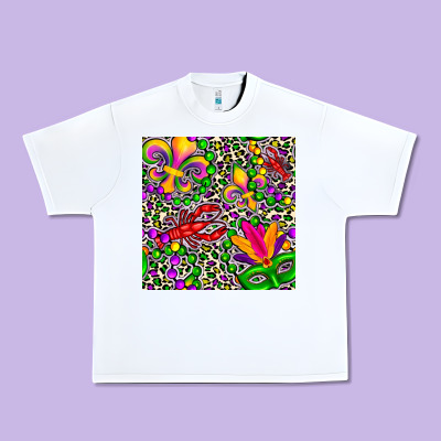 Mardi Gras Crawfish Leopard  Seamless Pattern Urban Heavy Tee Designed By Fadigitalartstudio