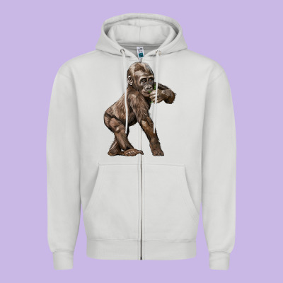 Baby Gorilla Zipper Hoodie Designed By Lillyallendesigns