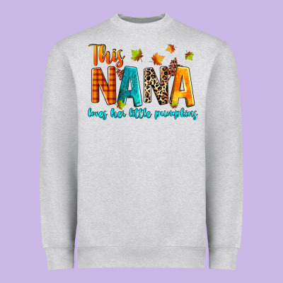 This Nana Loves Her Little Pumpkins Heavyweight Sweatshirt Designed By Texasbilliewilder