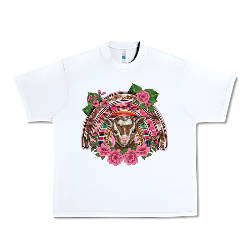 Pink Floral Baby Goat Rainbow Urban Heavy Tee by BarkalooDesign | Teevron