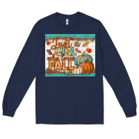 Navy Just A Girl Who Loves Fall Mousepad Long Sleeve Tee - BundleAndBundleShop