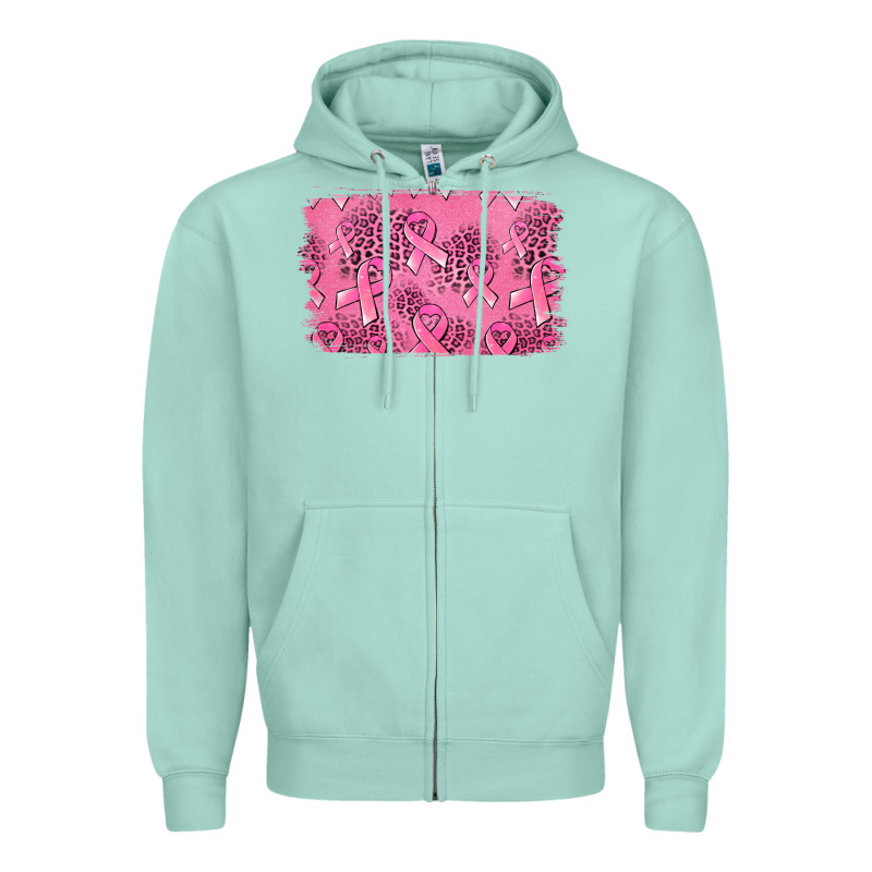 Distressed Breast Cancer Background Zipper Hoodie by Jasminsmagicworld | Teevron