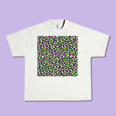 Mardi Gras Leopard  Seamless Pattern Urban Heavy Tee Designed By Fadigitalartstudio