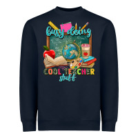 Navy busy doing cool teacher stuff Heavyweight Sweatshirt - Zillion Design Studio
