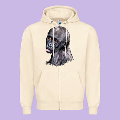 Baby Gorilla Head Zipper Hoodie Designed By Lillyallendesigns