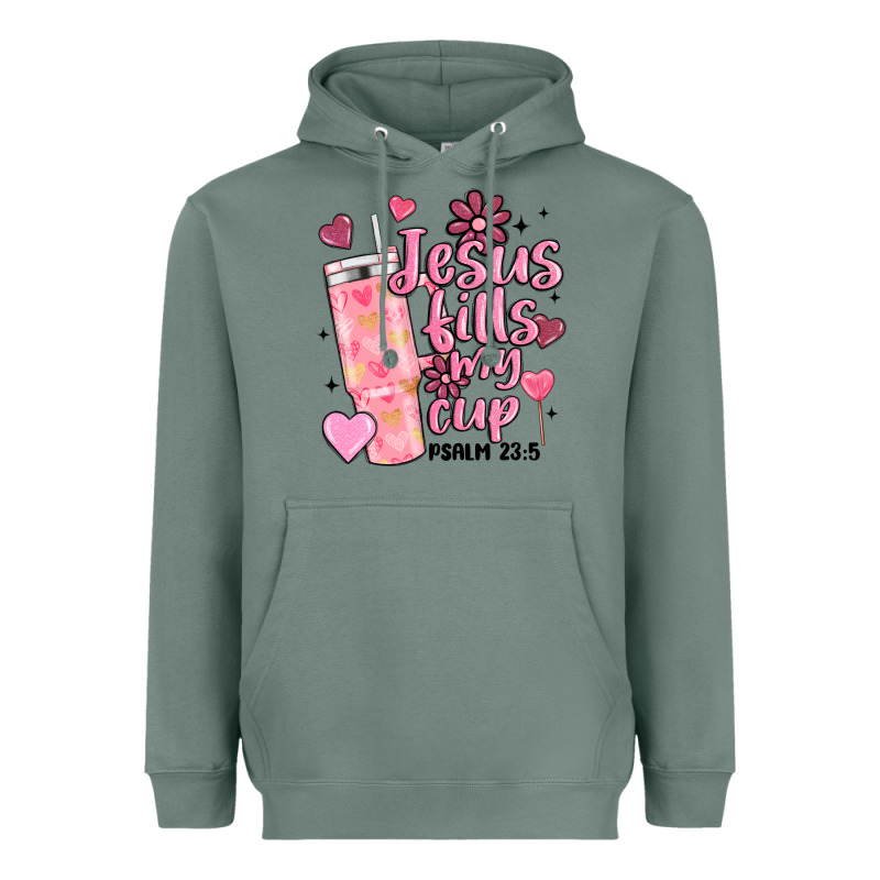 Valentine Jesus Fills My Cup Heavyweight Hoodie by MaliasSmallBusiness | Teevron