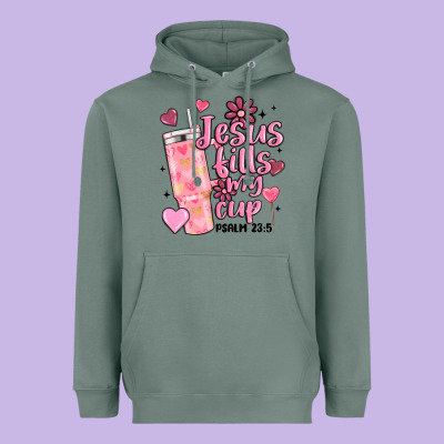 Valentine Jesus Fills My Cup Heavyweight Hoodie Designed By Maliassmallbusiness