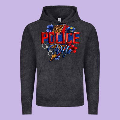 Police Wife With Lightning Bolt Vintage Hoodie Designed By Zillion Design Studio