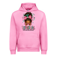 Fuchsia Pink Surgical Technologist Afro Messy Bun Urban Hoodie - texasbilliewilder