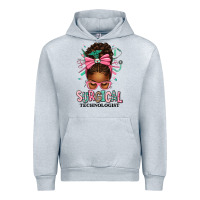 Heather Grey Surgical Technologist Afro Messy Bun Urban Hoodie - texasbilliewilder