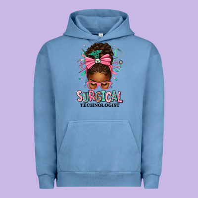 Surgical Technologist Afro Messy Bun Urban Hoodie Designed By Texasbilliewilder