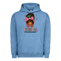Pigment Pebble Blue Surgical Technologist Afro Messy Bun Urban Hoodie - texasbilliewilder