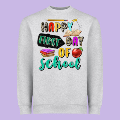 Happy First Day Of School Heavyweight Sweatshirt Designed By Zillion Design Studio