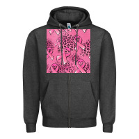 Charcoal Heather breast cancer seamless pattern Zipper Hoodie - Jasminsmagicworld