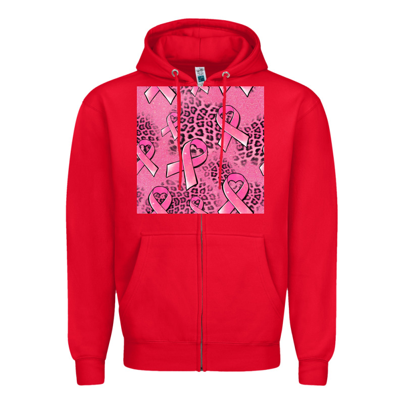 Breast Cancer Seamless Pattern Zipper Hoodie by Jasminsmagicworld | Teevron