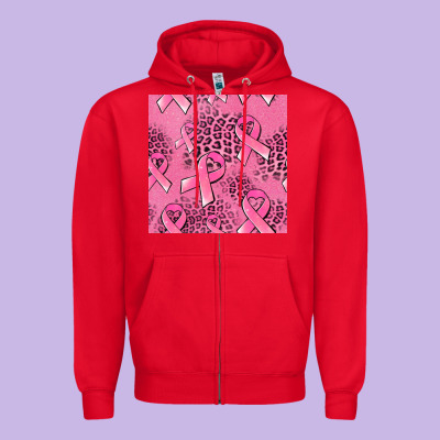 Breast Cancer Seamless Pattern Zipper Hoodie Designed By Jasminsmagicworld