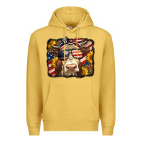 Antique Gold Western 4th Of July Cow Background Premium Hoodie - LillyAllenDesigns