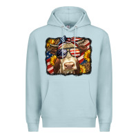 Blue Mist Western 4th Of July Cow Background Premium Hoodie - LillyAllenDesigns