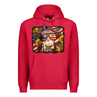 Cardinal Western 4th Of July Cow Background Premium Hoodie - LillyAllenDesigns