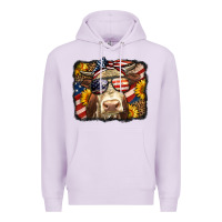 Lilac Western 4th Of July Cow Background Premium Hoodie - LillyAllenDesigns