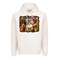 Pale Pink Western 4th Of July Cow Background Premium Hoodie - LillyAllenDesigns